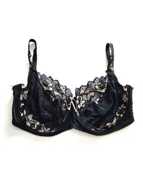 Lepel 34G UK US 34I black lace bra